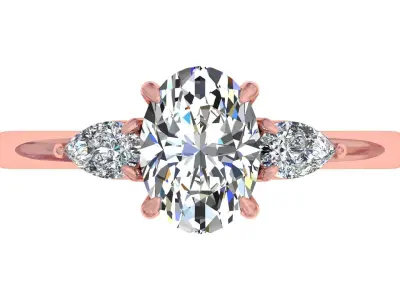 Oval And Pear Stone Engagement Ring 3D print model purchase