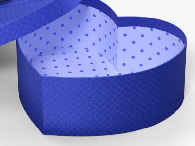 Open Heart Gift Box with Ribbon Blue 3D model