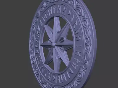 Nordic Runes Decor Disk 3D print model