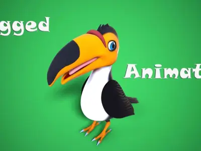 cartoon toucan Low-poly 3D model