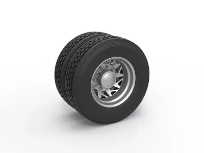 Rear custom wheel of semi truck Version 14 Scale 1 to 25 3D print model
