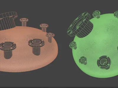 Torispherical Dish with Nozzles Low-poly 3D model