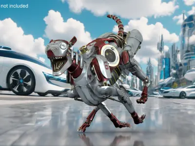 Running Futuristic Robotic Dog Concept 3D model