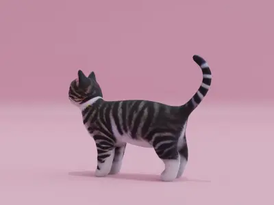 Cat Realistic Stripe Ribbed Free low-poly 3D model