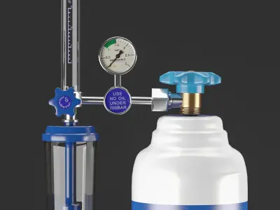 Medical Oxygen Cylinder 3D model Low-poly 3D model