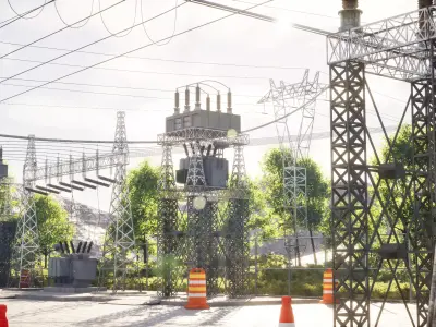 Electrical Substation Overview 3D model