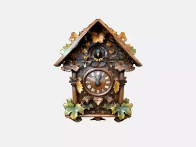 Wooden Wall Clock Low-poly 3D model