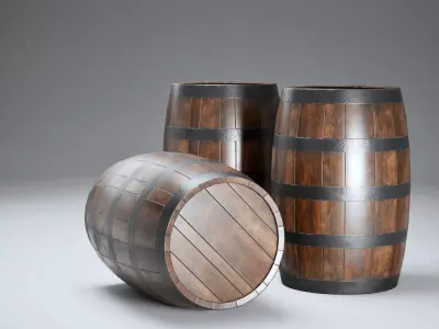 Wooden Barrel Free low-poly 3D model purchase