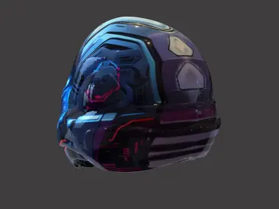 Cyberpunk Helmet  Low-poly 3D model