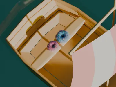 Cute Wooden Boat 3D model