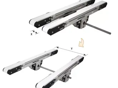 Automatic Width Adjustable Conveyor with Synchronized Twin Belts 3D model
