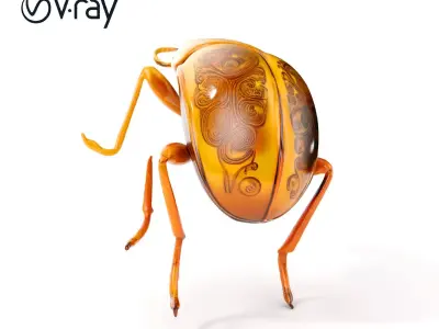 Elegant Golden Beetle Model Pack Low-poly 3D model