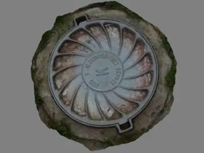 High-poly scanned sewerage hatchway 3D model