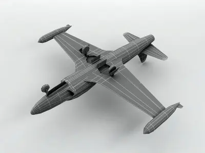 Lockheed T-33 Jet Aircraft Low-poly 3D model