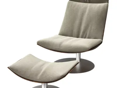 Modern Lounge Chair with Ottoman Low-poly 3D model