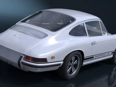 White Porsche 911 1968 3D model