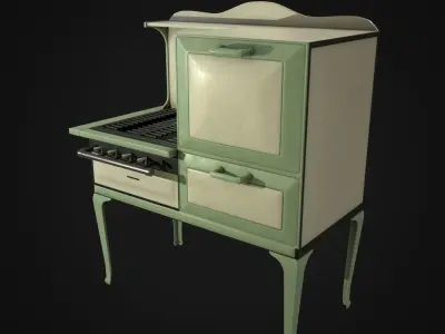 Antique Gas Stove Low-poly 3D model