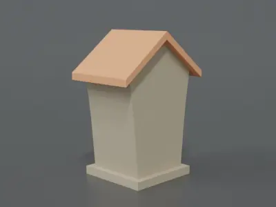 Low Poly Cartoon Bird House Low-poly 3D model