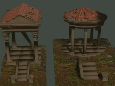 Ancient roman garden 273 objects for modular builds  Low-poly 3D model