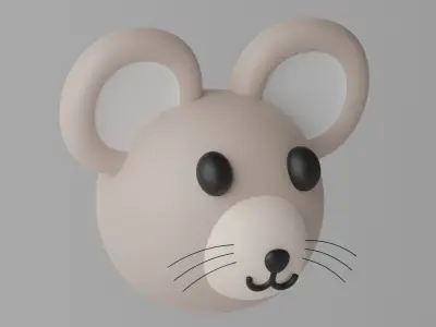 Cartoon Mouse Rat Head 3D model