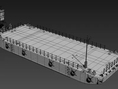 Truckable Push Boat and  PONTOON  Low-poly 3D model