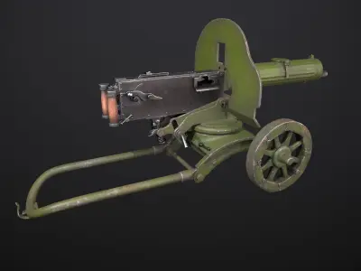 Machine gun Maxim Low-poly 3D model