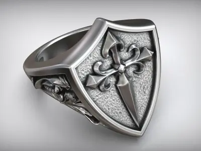 Santiago Cross Orden Signet Amulet Ring 3D print model