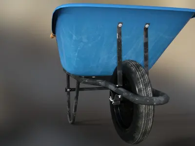 wheelbarrow Low-poly 3D model 3