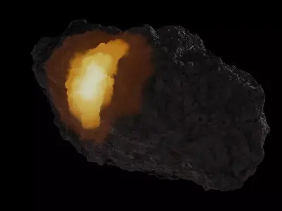 Asteroid being smelted Low-poly 3D model