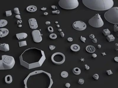 Kitbash Kit - 75 Caps and Covers V1 3D model