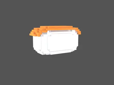 Voxel Salmon Sushi v1 001 Low-poly 3D model
