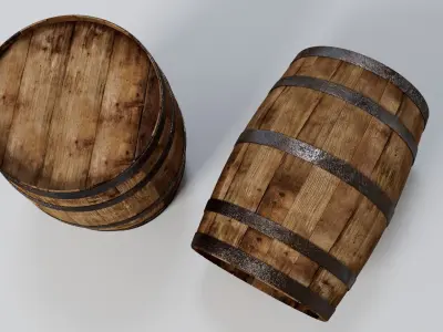 Wooden Barrels 3D model purchase