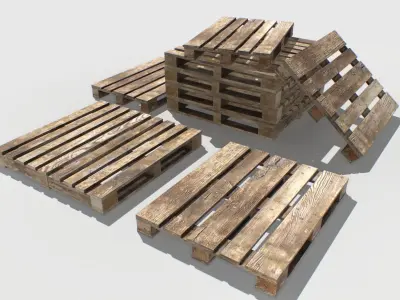 Industrial Wooden Pallet 3 Low-poly 3D model