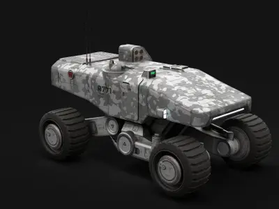 Mars Military Rover Source Files Attached 8K Textures Low-poly 3D model