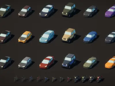 Low Poly Cartoon Vehicles Low-poly 3D model