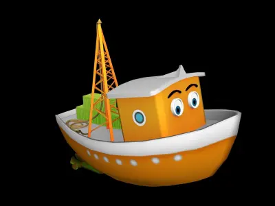 cargo boat Low-poly 3D model