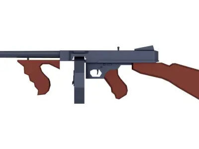 Tommy Gun Low-poly 3D model