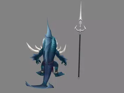 Cartoon fish demon Low-poly 3D model
