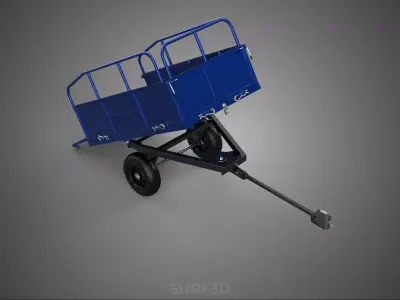 TILTED DUMP TRAILER CARGO CART WAGON TRACTOR CAR TRUCK VEHICLE 2 3D model