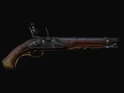 Old Pistol Low-poly 3D model get