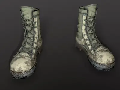 Boot Game ready model pair of military boots Low-poly 3D model