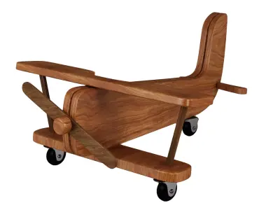 wooden toy airplane 3D model