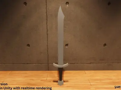 Falchion - Lowpoly Textured and Colorbased sword Low-poly 3D model