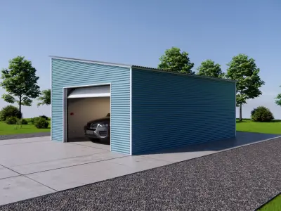Metal Single Car Carport-Shed Roof Building Low-poly 3D model