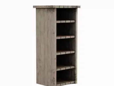 Medieval Tall Shelf Set Low-poly 3D model
