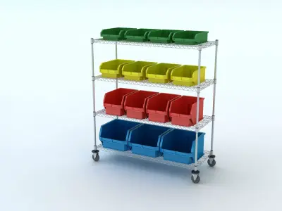 Rack with Bins 3D model