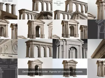 Denticulated Doric order  Vignola full collection 3D Model Pack