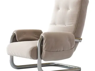 Tan Brown Mohair Velvet Large Lounge Chairs  3D model