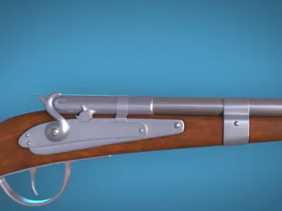 Percussion Rifle LowPoly Firearm  3D Model Low-poly 3D model