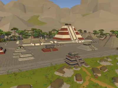 Aztec architecture - Lowpoly modular asset pack Low-poly 3D model